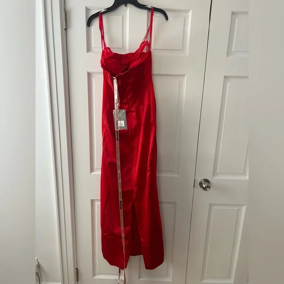 SHANI Red Satin Corset Maxi Dress - Picture 8 of 8